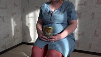 Role-playing game in front of webcam, mature teacher with big tits masturbates, fat milf.